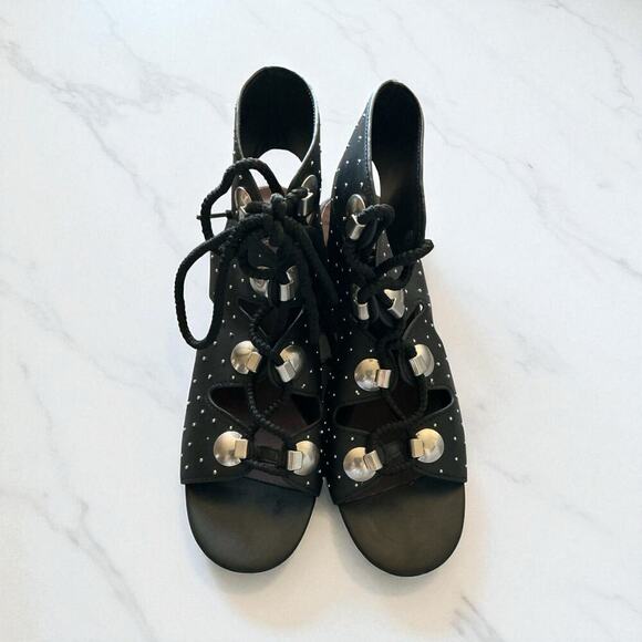 See by Chloé Black Leather Gladiator Sandals Lace Up Size 9 / IT 39 - Picture 11 of 13